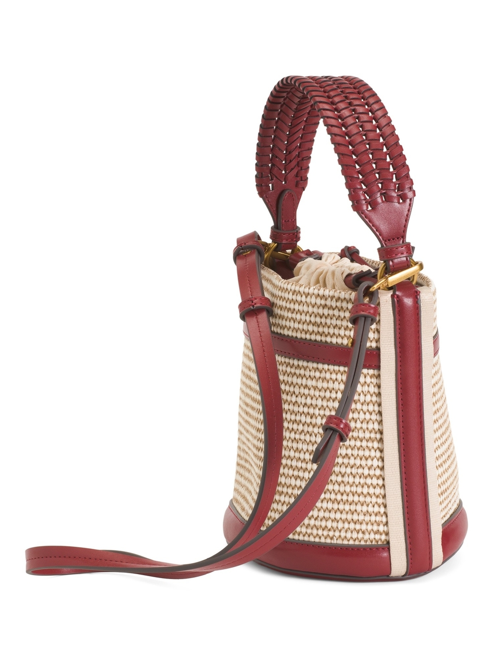 House of Harlow 1960 Straw Bucket Bag with Red Trim - Picture 2 of 3